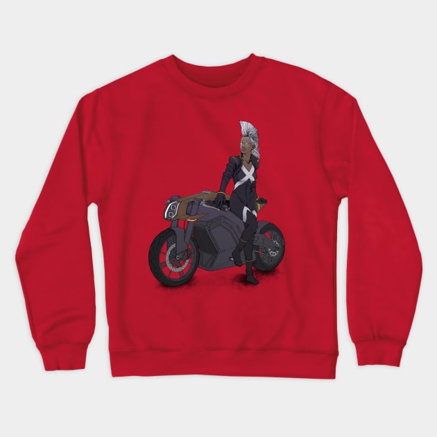 Mohawk Woman On Motorcycle Crewneck Sweatshirt by ForAllNerds